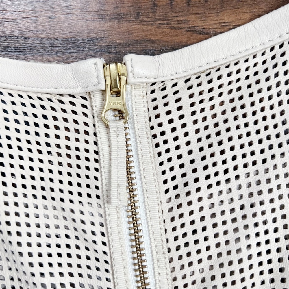 J Crew Collection • Perforated Leather Midi Dress fit & flare Sweet Vanilla ecru - Picture 16 of 16